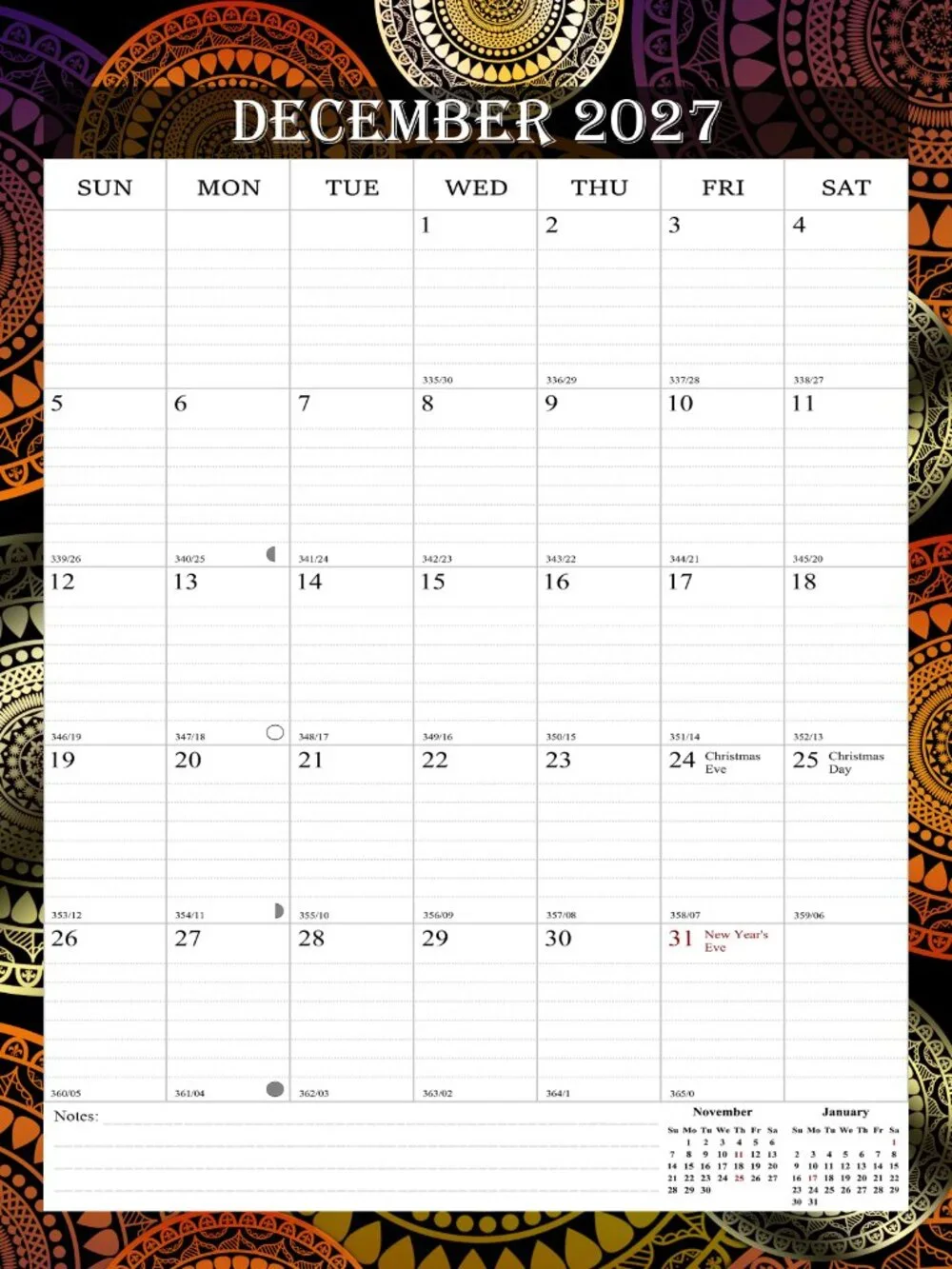2026-2027 Wall Calendar Spiral-bound Twin-Wire Binding - 18 Months 8.5